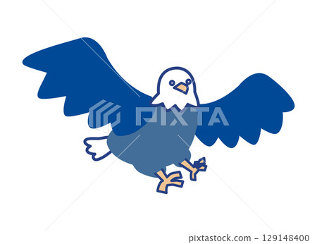 一隻鷹在飛行時的姿態的插圖，從正面以一定角度觀察 129148400