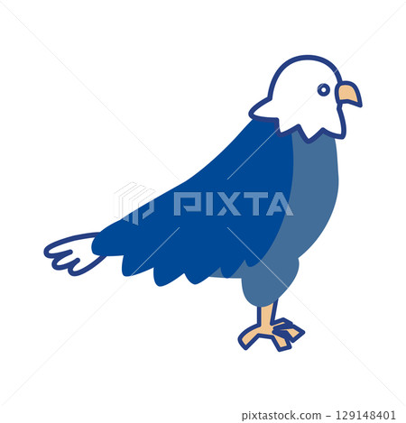 Side view of a hawk standing with its wings closed 129148401