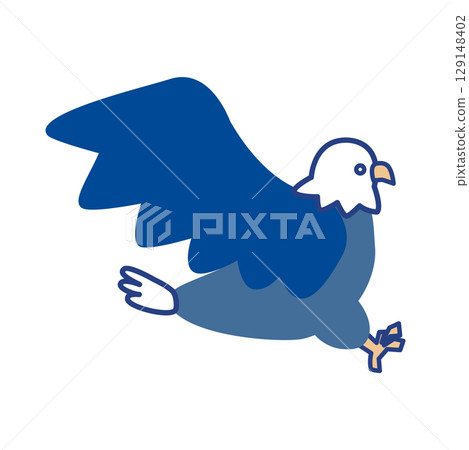 Side view illustration of a hawk flying 129148402