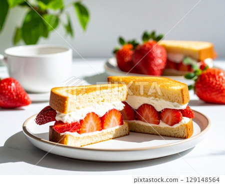 strawberry cake with fresh strawberry strawberry cake with fresh strawberry 129148564