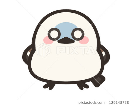 一個在寒冷中凍結的鬆散長尾山雀的插圖素材 129148728