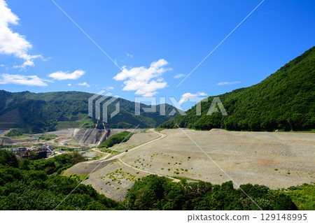 Dam construction site in August 2025, seen from Yumesennin Bridge, Akita Prefecture Dam construction site in August 2025, seen from Yumesennin Bridge, Akita Prefecture 129148995