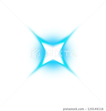 Blue shining star-shaped light (transparent background) 129149116