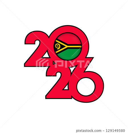 2026 banner with Vanuatu flag inside. 129149380