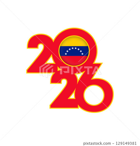 2026 banner with Venezuela flag inside. 2026 banner with Venezuela flag inside. 129149381