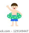夏天男孩在海裡游泳的插圖 129149447