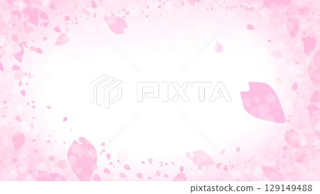 Cute cherry blossom particle material, falling petals frame background Cute cherry blossom particle material, falling petals frame background 129149488