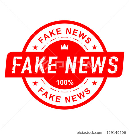 Red FAKE NEWS circular stamp 008 129149506