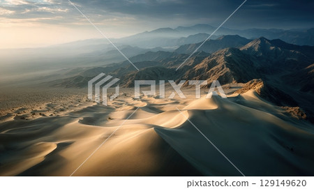 Vast expanse of desert dunes 129149620