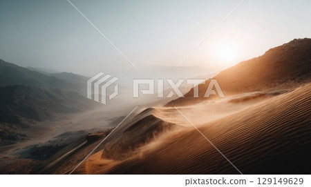 Vast expanse of desert dunes Vast expanse of desert dunes 129149629