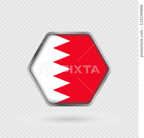Bahrain flag in a hexagon frame. 129149906