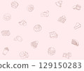 Cute wrapping paper with illustrations of Western sweets 129150283