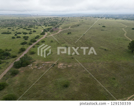 Aerial view of the landscape of Kwand Game Reserve in South Africa Aerial view of the landscape of Kwand Game Reserve in South Africa 129150339