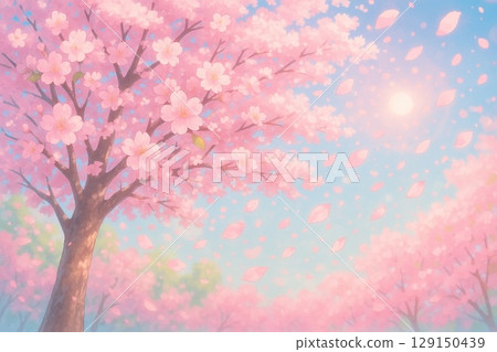 Cherry tree in full bloom  129150439