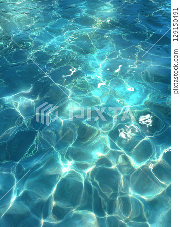 Texture of water surface with swaying light | Summer water ripple background with transparency and coolness 129150491