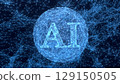 A futuristic background with AI characters expressed as a spherical network 129150505