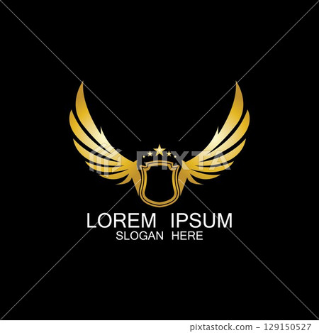 winged shield gold logo design symbol vector illustration-vector winged shield gold logo design symbol vector illustration-vector 129150527