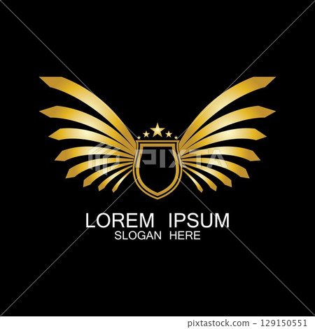 winged shield gold logo design symbol vector illustration-vector winged shield gold logo design symbol vector illustration-vector 129150551