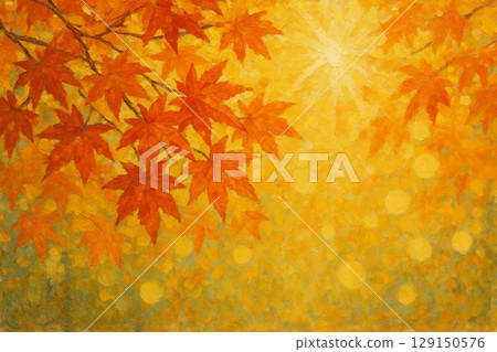 Autumn leaves maple oil painting Autumn leaves maple oil painting 129150576