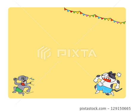 追貓與逃鼠角色複製空間（正方形） 129150665