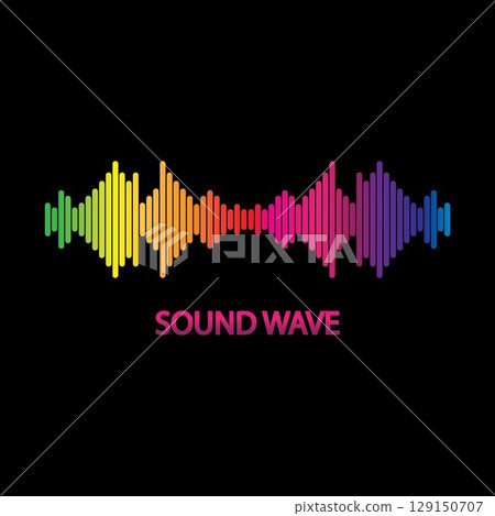Sound Wave. Colorful sound waves for party, DJ, pub, clubs, discos. Audio equalizer technology. illustration 129150707