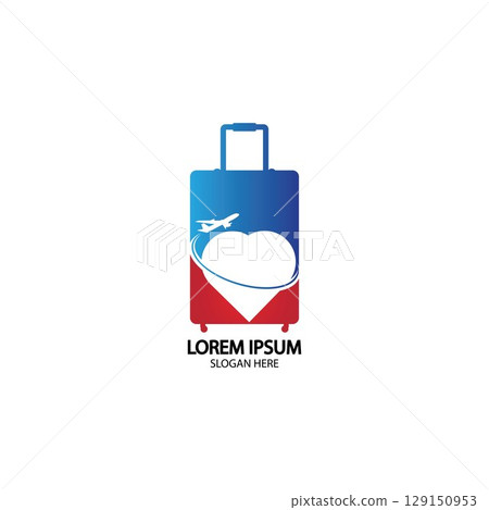 Travel logo, holidays, tourism, business trip company logo design. bag vector with airplane Travel logo, holidays, tourism, business trip company logo design. bag vector with airplane 129150953