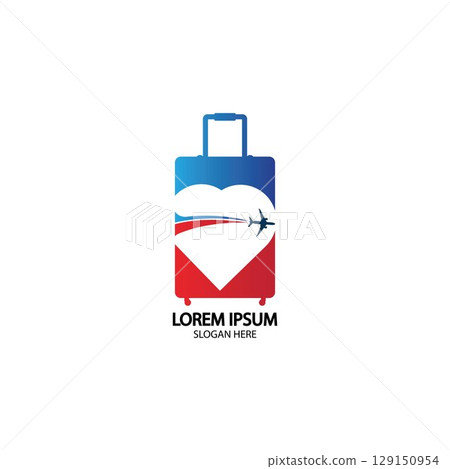 Travel logo, holidays, tourism, business trip company logo design. bag vector with airplane 129150954