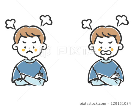 Angry boy upper body vector 129151084