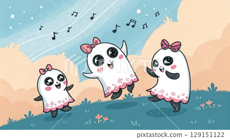 Cute Ghost Pattern halloween Background Colors 129151122