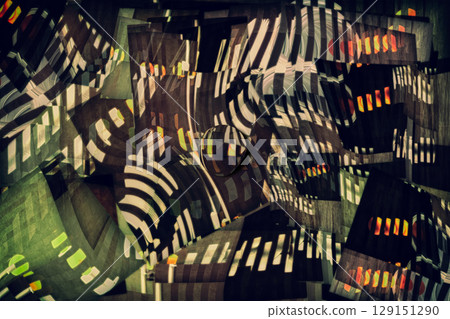 Abstract collage of images with multicolored shapes 129151290