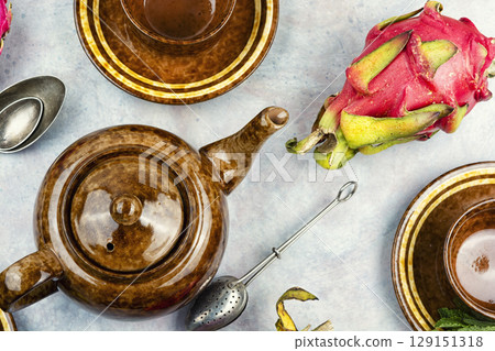 Dragon fruit cup of tea. 129151318