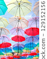 Background material of many colorful umbrellas 129152156