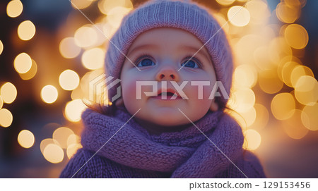 Banner with copy space, New Year, Christmas, child 129153456