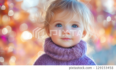 Banner with copy space, New Year, Christmas, child 129153458