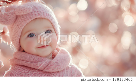 Banner with copy space, New Year, Christmas, child 129153465