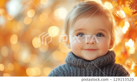 Banner with copy space, New Year, Christmas, child 129153520