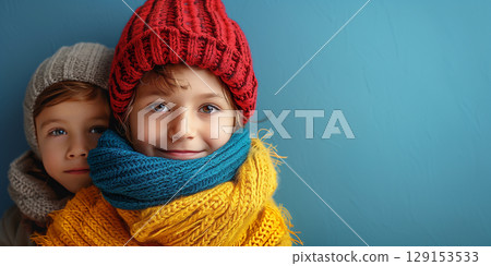 Banner with copy space, New Year, Christmas, child Banner with copy space, New Year, Christmas, child 129153533