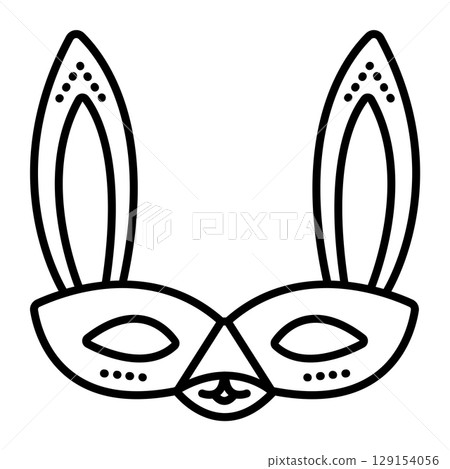 Festive masquerade eye mask of bunny, rabbit, hare. Cute carnival black line icon Festive masquerade eye mask of bunny, rabbit, hare. Cute carnival black line icon 129154056