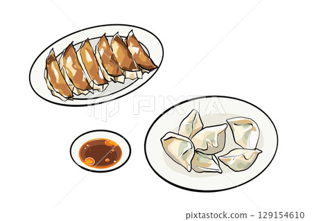Gyoza hand drawn illustration set 129154610