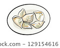 Hand drawn illustration of boiled dumplings 129154616