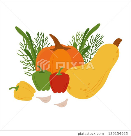 Simple flat vegetables composition. Healthy food 129154925