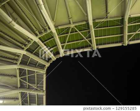 Vault of the Adjarabet Arena stadium. Metal construction. Roof of a football stadium. 129155285