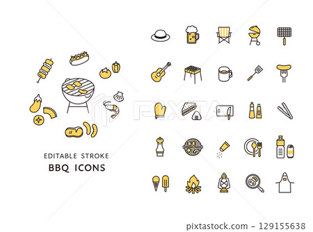 燒烤圖示集（彩色） 129155638