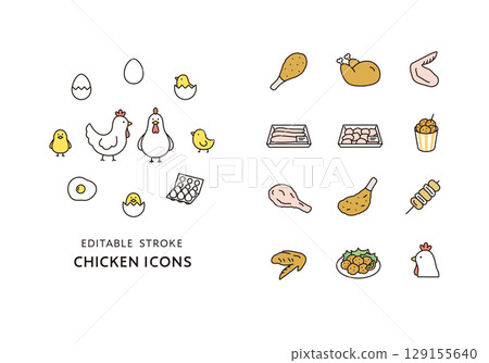 雞、小雞和雞圖示集 129155640