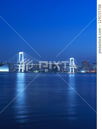 Rainbow Bridge night view from Toyosu Gururi Park Rainbow Bridge night view from Toyosu Gururi Park 129155706