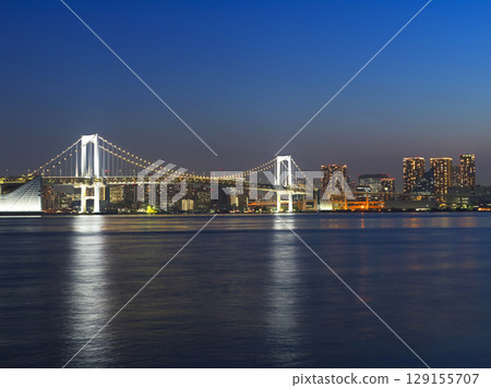 Rainbow Bridge night view from Toyosu Gururi Park 129155707