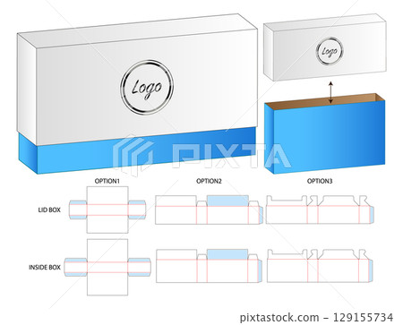 Packaging Box Template with Logo, Die-Cut dieline Layout 129155734