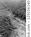 Diesel express train running along a mountain stream 129156140