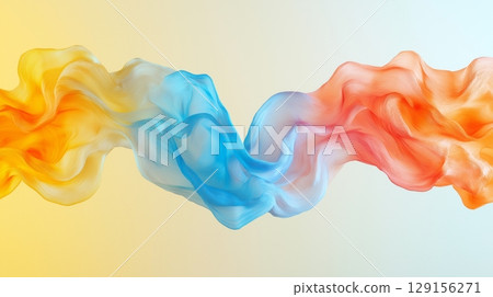 Colorful abstract swirls blend harmoniously against a soft gradient background 129156271