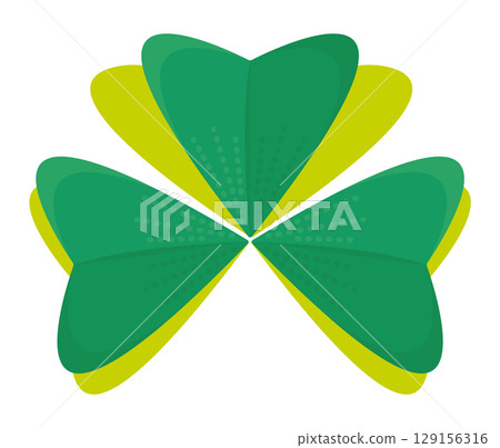 Creative three-leaf clover shamrock. The symbol of Ireland and Saint Patrick's Day, color vector illustration 129156316